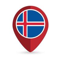 puntero del mapa con el país islandia. bandera de islandia ilustración vectorial vector