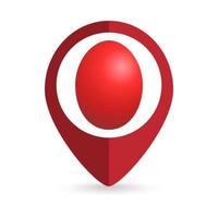 Red pin location with easter egg inside. Vector illustration.