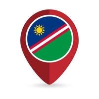 Map pointer with contry Namibia. Namibia flag. Vector illustration.