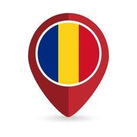 Map pointer with contry Romania. Romania flag. Vector illustration.