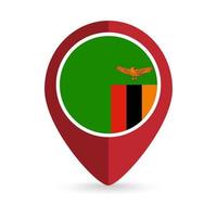 Map pointer with contry Zambia. Zambia flag. Vector illustration.