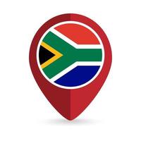 Map pointer with contry South Africa. South Africa flag. Vector illustration.