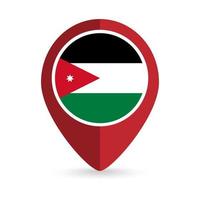 Map pointer with contry Jordan. Jordan flag. Vector illustration.