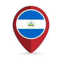 Map pointer with contry Nicaragua. Nicaragua flag. Vector illustration.