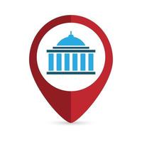 Red pin location with Capitol building inside. Vector illustration.