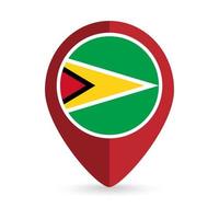 Map pointer with contry Guyana. Guyana flag. Vector illustration.