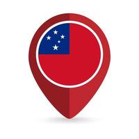 Map pointer with contry Samoa. Samoa flag. Vector illustration.