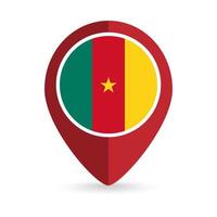 Map pointer with contry Cameroon. Cameroon flag. Vector illustration.