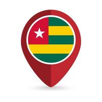 Map pointer with contry Togo. Togo flag. Vector illustration.