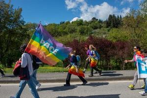 asís, italia, 2022-marcha por la paz contra toda guerra foto