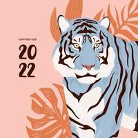 Chinese New Year. Tigers modern greeting card. Symbol of 2022 vector