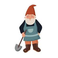 Garden gnome or dwarf with a shovel