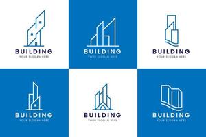 colección de conjuntos de arquitectura de edificios, logotipo de bienes raíces vector