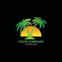 green palm tree, tree logo design vector