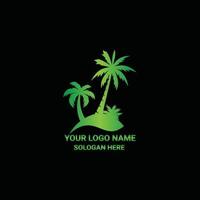 green palm tree, tree logo design vector