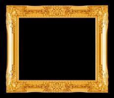 gold picture frame on black background. photo