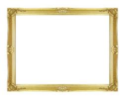 Gold picture frame on white background. photo