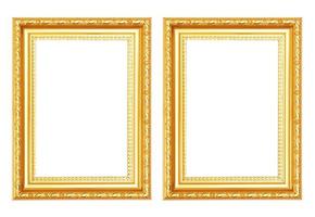 Gold antique frame isolated on white background photo