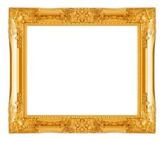 gold picture frame on white background. photo