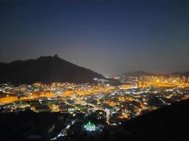 Beautiful view of Jabal  Al Noor mountain in Mecca. Hira Cave is located on the top of Jabal Al Noor mountain where visitors from all over the world come to visit. photo