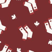 White Socks with Red Maple Leaf Seamless Pattern, Canada Day vector