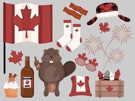 colección del día de canadá con múltiples objetos vectoriales vector