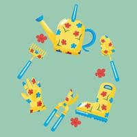 Cute Floral Gardening Tools, Vector