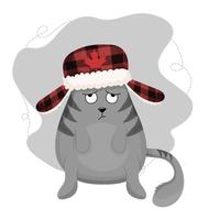 gato gruñón gris con sombrero de canadá, día de canadá, vector