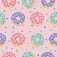 patrón de donut sin costuras del día de san valentín con chispas de corazón, ilustración vectorial