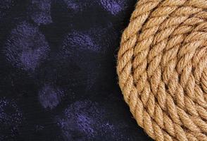 Rope on dark background. Top view photo