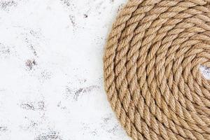 Rope on white background. Top view photo