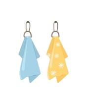 Bath towels. Set of vector cotton bath towels. Yellow and blue face towel.Ukrainian colors