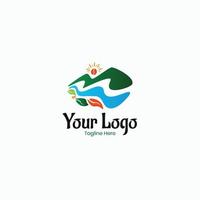 Colorful Green Nature Panorama Area Logo Design Concept vector