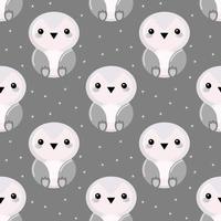 patrón impecable, lindos pingüinos grises sobre un fondo gris con copos de nieve. estampado infantil, textil, papel pintado, decoración para embalaje