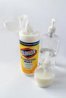 United States - March 20, 2020 Fighting Corona virus with Clorox disinfecting wipes photo