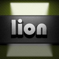 lion word of iron on carbon photo