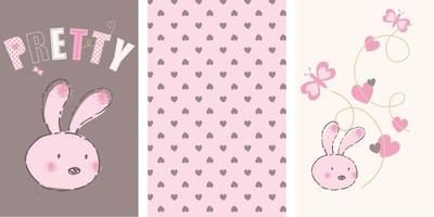 Cute baby pattern set vector illustration. Vector Print.Lovely Nursery Art for Card, Invitation, Wall Art, Baby Girl Party.