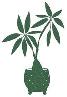 House plant in doodle style. Home flower in pot vector