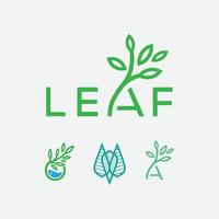 Green Leaf Letter Design Logo. Eco Bio Leaf Letters Icon Illustration Vetor Logo vector