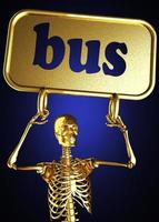 bus word and golden skeleton photo