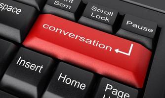 conversation word on red keyboard button photo
