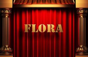 flora golden word on red curtain photo