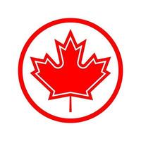 maple leaf in a red circle vector