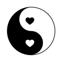 yin yang estilo blanco y negro con corazón vector