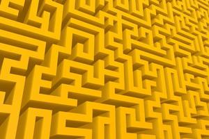 Yellow labyrinth 3d background. Isometric endless maze three dimensional pattern photo