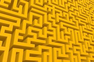 Yellow labyrinth 3d background. Isometric endless maze three dimensional pattern photo
