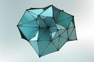 Futuristic connected polygonal structure object background 3d render photo