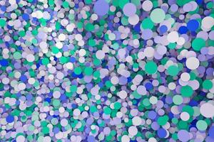 Abstract colorful small confetti mosaic wall background design visualization. Clean and modern geometric irregular circles 3d rendering