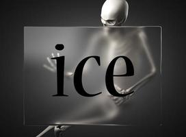 ice word on glass and skeleton photo