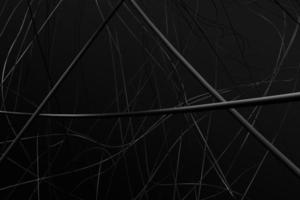 Black electrical cables background design. Wires 3d render backdrop photo